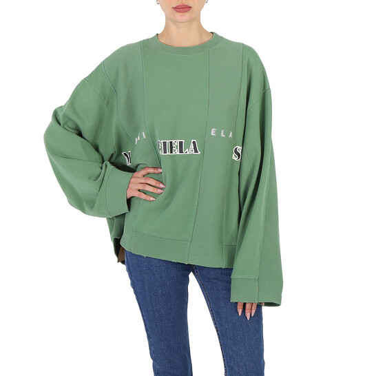 Mm6 Maison Margiela Ladies Clover Band Logo Print Sweatshirt, Size