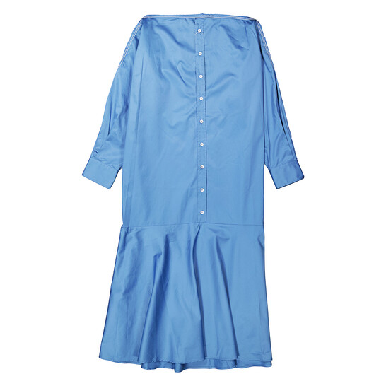 Mm6 Maison Margiela Ladies Prussian Blue Asymmetric Cotton Shirt