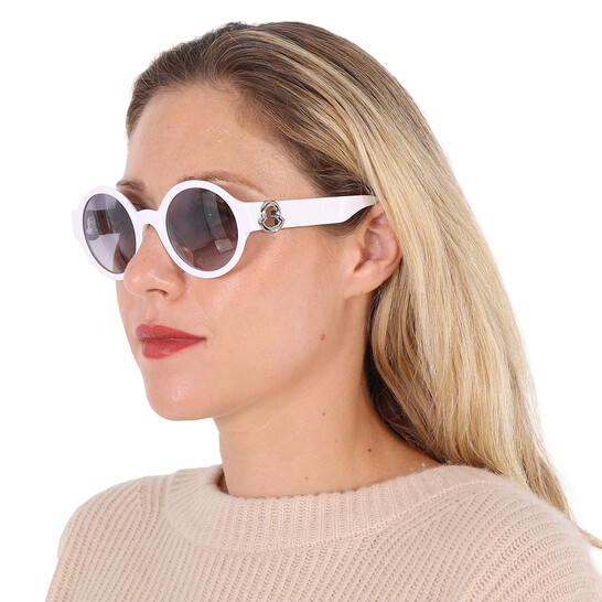 新品 ユニセックスMoncler Atriom Round Sunglasses Moncler Atriom Silver Round Ladies Sunglasses ML0243 21C 51