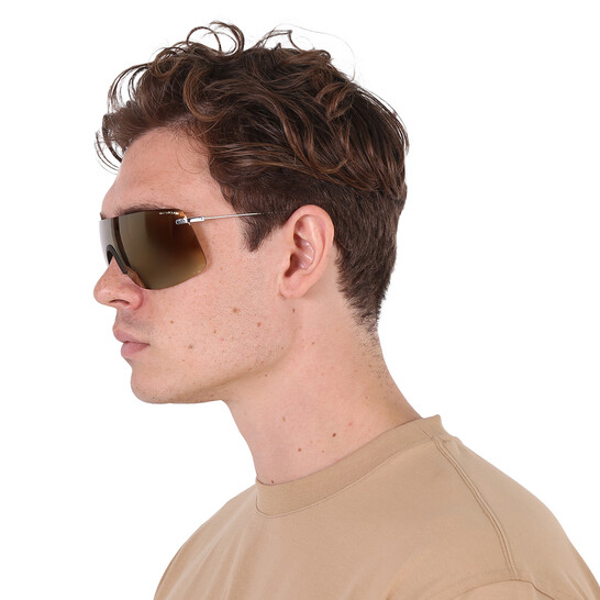 Moncler Electra shield-frame sunglasses Moncler Electra Sunglasses ML0137P 32E Gold/Amber 0mm  main image 3
