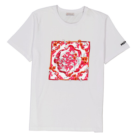 Moncler Ladies Short Sleeve Sequence Cotton T-Shirt, Size X