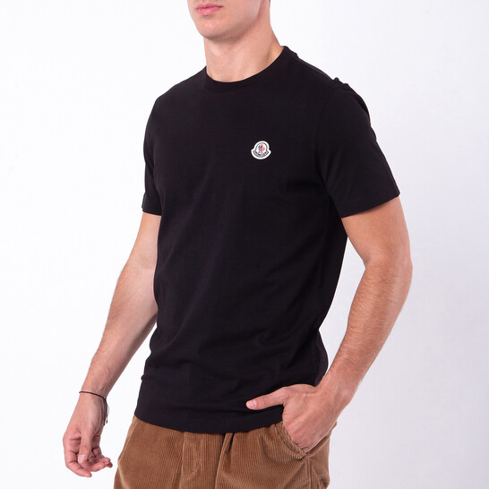 Moncler Logo-Patch Crew Neck T-Shirt, Size Medium