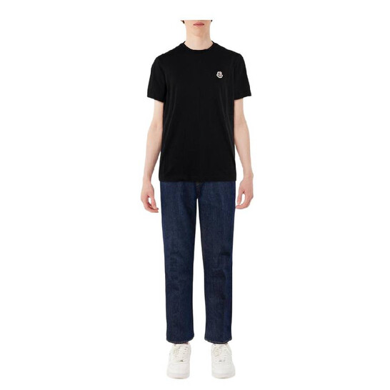 Moncler Logo-Patch Crew Neck T-Shirt, Size Medium