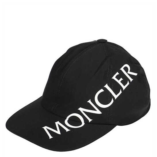 Moncler Men's Black Diagonal Logo-Print Baseball Cap, Size