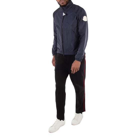 モンクレール Night Blue Tricolor-Trimmed Cotton Zip-Up Sweatshirt - Sweatshirts