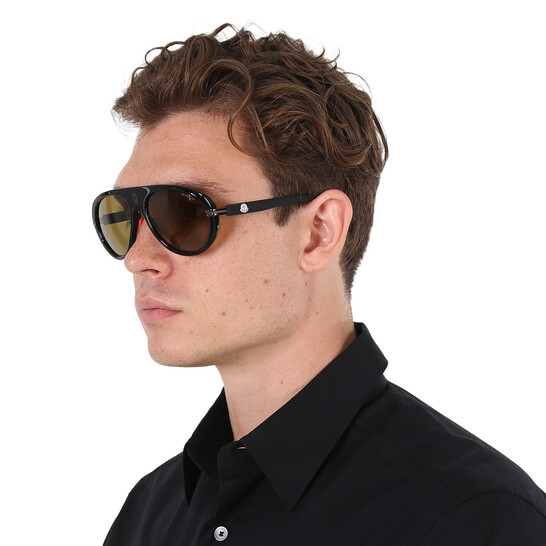 Moncler Navigaze Polarized Brown Pilot Men's Sunglasses