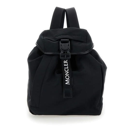 Moncler trick Black Backpack With Logo Print In Nylon