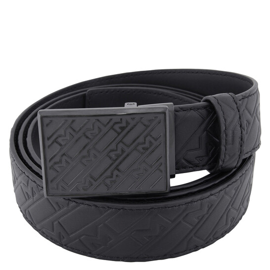 Montblanc Black 30 mm Logo Embossed Leather Belt 129450