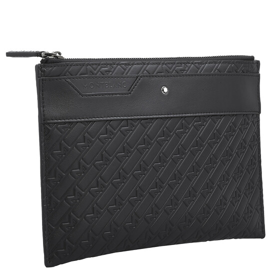 【未使用】MONTBLANC M_GRAM 4810 ミディアム 革 黒 Montblanc Black Embossed Leather M_Gram 4810 Medium Pouch 128622