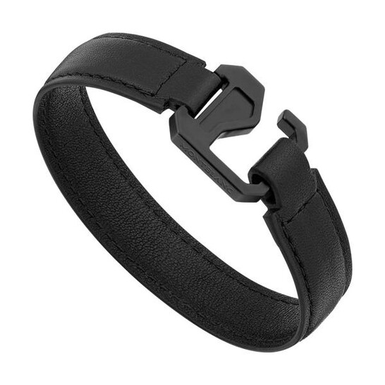 Montblanc Extreme Black Leather Bracelet, Size 60 12382960