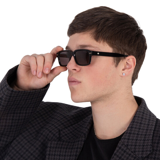 Montblanc Grey Rectangular Men's Sunglasses MB0286S 001 53