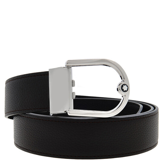 Montblanc Horseshoe Buckle Grainy 35mm Reversible Leather Belt