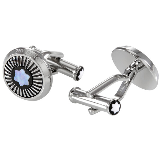Montblanc Iconic Round Star Cufflinks Mother Of Pearl Rays 123809