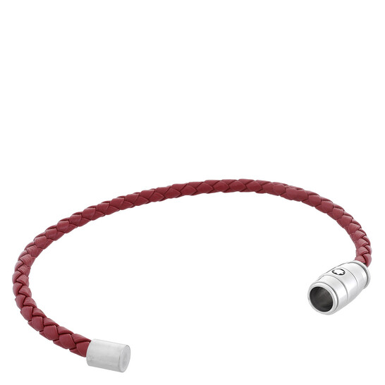 Montblanc Meisterstuck Steel & Russet Leather Bracelet, Size 63