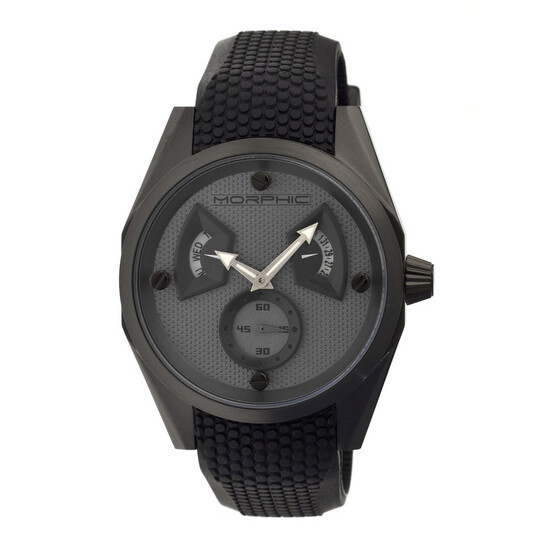Morphic M34 Series Grey Engraved Pattern Dial Black Rubber Men's Watch ...