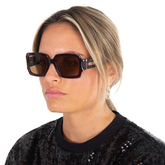 New!! MOSCHINO- MOS063/S Sunglasses Red / Brown Moschino Amber Square Ladies Sunglasses MOS063/S 0C9A/70 53  main image 2