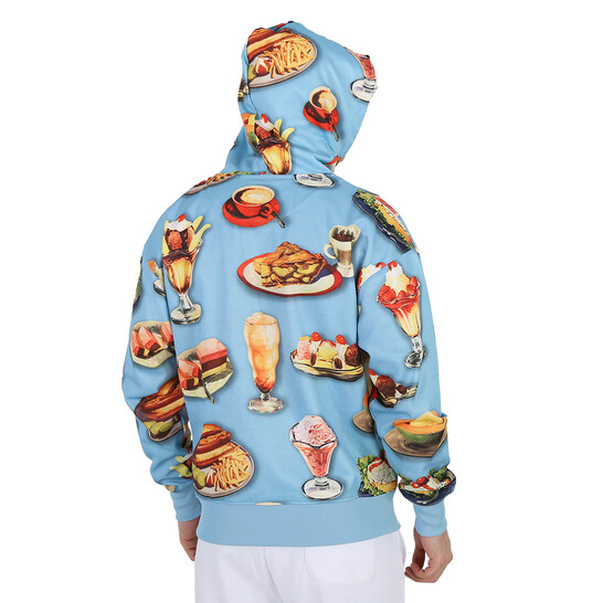 Moschino Blue Fantasy Food Print Cotton-Blend Hoodie, Brand
