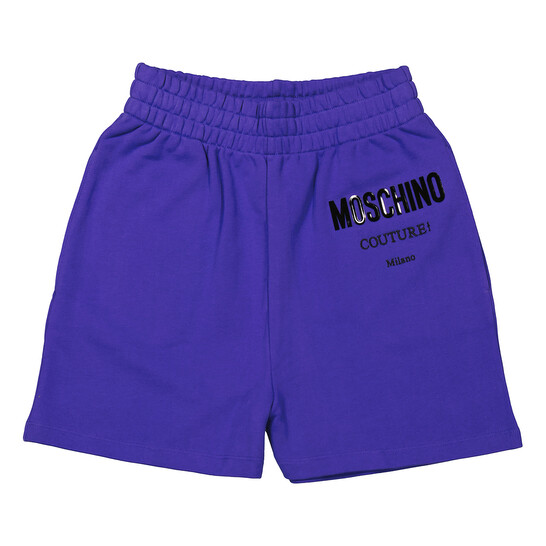 Moschino Couture Purple Logo Embroidered Track Shorts, Brand Size