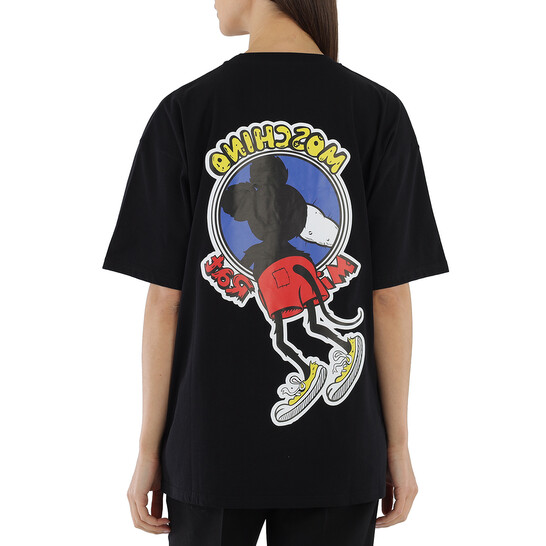 Moschino Ladies Black Mickey Rat Print T-Shirt, Size X-Small