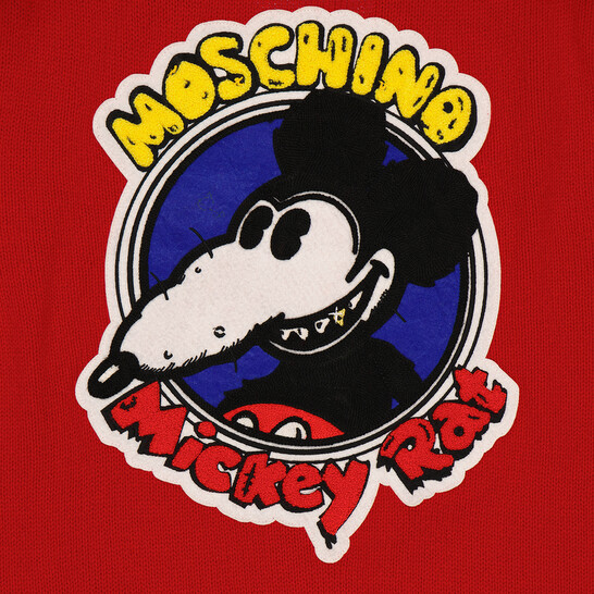 MOSCHINO Mickey Rat フード付きジャケット Moschino Mickey Rat Back Print Stripe Cardigan, Size Small A
