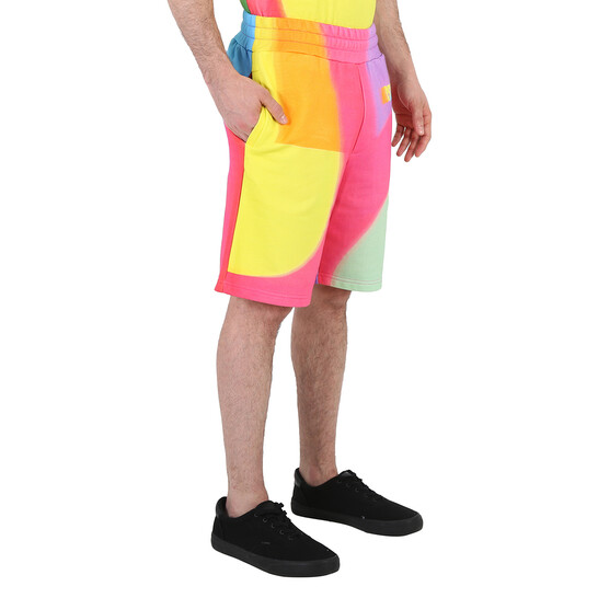 Moschino Multi Rainbow Print Cotton Sweat Shorts, Brand Size 46