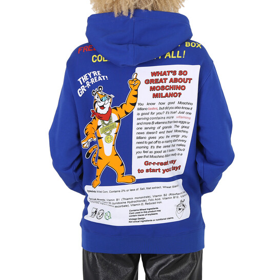 Moschino Tony the Tiger Graphic Hoodie in Blue, Brand Size 36 (US