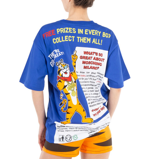 モスキーノ レディースTシャツ オーバサイズTシャツ トニー・ザ・タイガー Moschino Tony The Tiger Oversized T-Shirt In Blue, Size XX