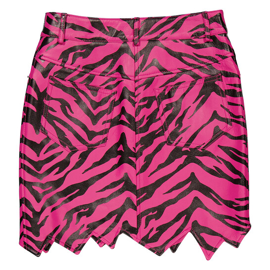 Moschino X The Flintstones Fuchsia Zebra Print Leather Skirt