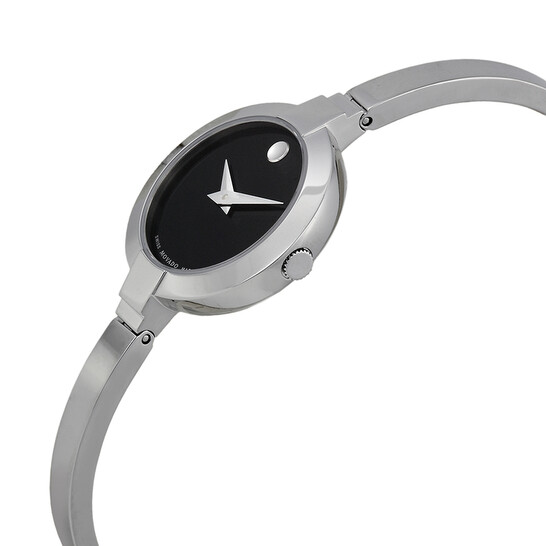 Movado Bela Watch Silver & Black face Movado Bela Black Dial Silver Steel Strap Watch For Women main image 3