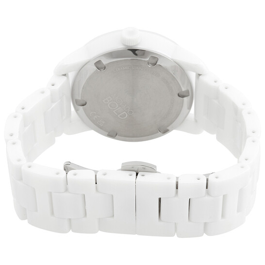 Movado Bold Ceramic Quartz Silver And White Museum Dial Ladies