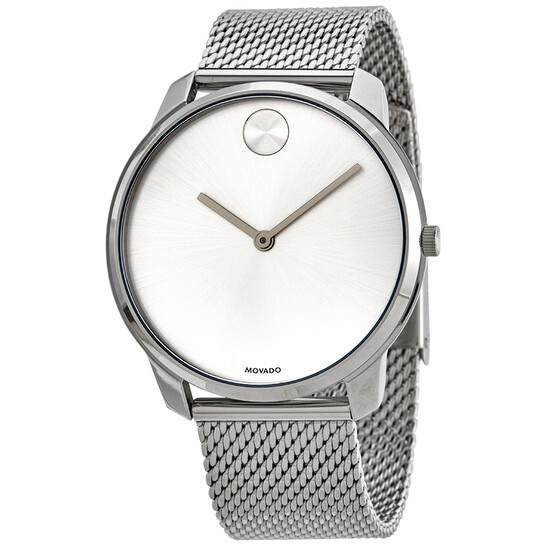 Movado Bold Quartz Silver Dial Stainless Steel Mesh Men's