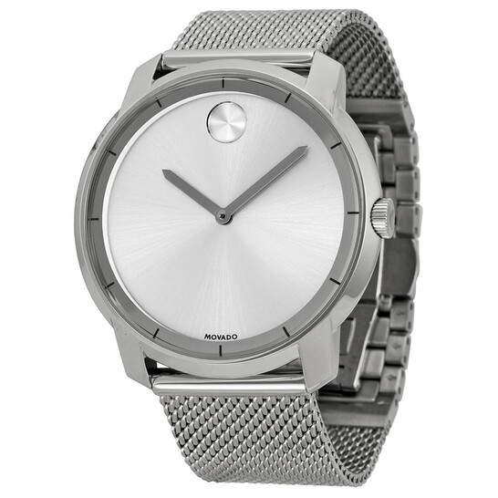 Movado Bold Silver Dial Silver Mesh Bracelet Watch For Men - 3600260