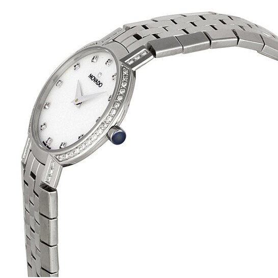 Movado Faceto Pearl White Dial Watch MOVADO Faceto Stainless Steel White Dial Women main image 2