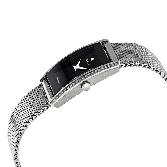 Movado La Nouvelle Black Dial Ladies Diamond Watch 0607190  display picture 3
