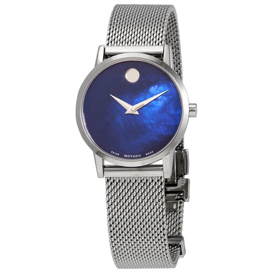 Movado Museum Classic Blue Mother of Pearl Dial Ladies Watch