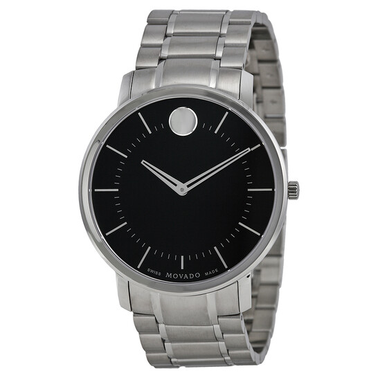 Movado Thin Classic Black Dial Stainless Steel Men's Watch 0606687