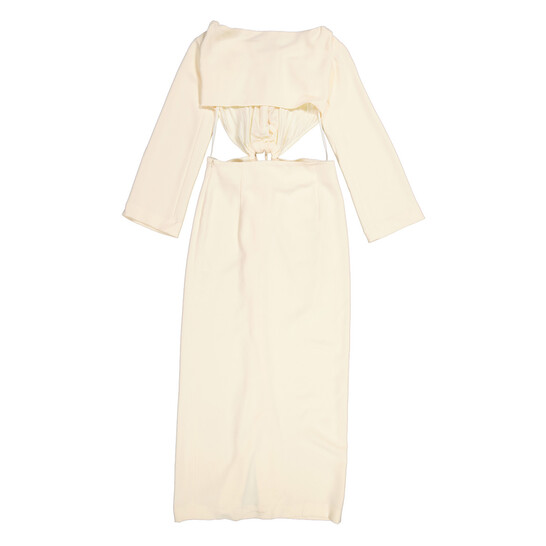Nanushka ROUNDED SLEEVE MIDI DRESS 新品タグ付 Briar - Ruched Crinkled-Satin Midi Dress - Ecru – Nanushka