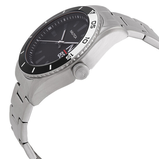 Nautica Finn World NAPFWF309 - Orologio Uomo 44mm In Acciaio Riciclato Con Quadrante Nero E Bracciale In Acciaio