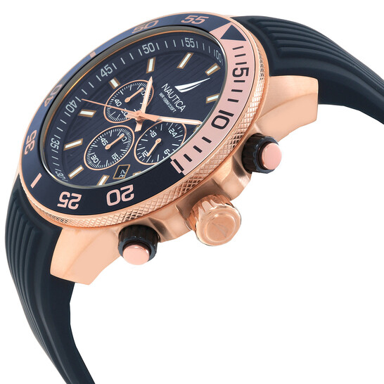 Nautica Men's NAPNOS305 One Blue Silicone Strap Watch Nautica One Recycled Silicone Chronograph Watch | Nautica