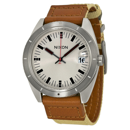 Nixon Rover Silver Dial Brown Leather Men display picture 1