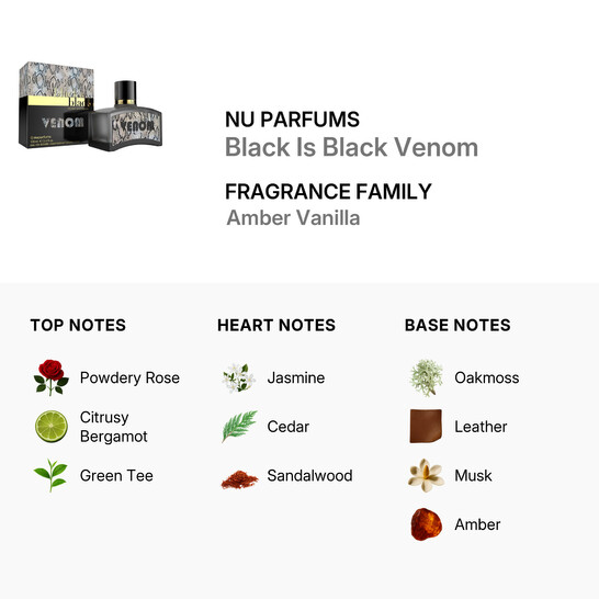 Nu Parfums Men's Black Is Black Venom EDT Spray 3.3 oz Fragrances