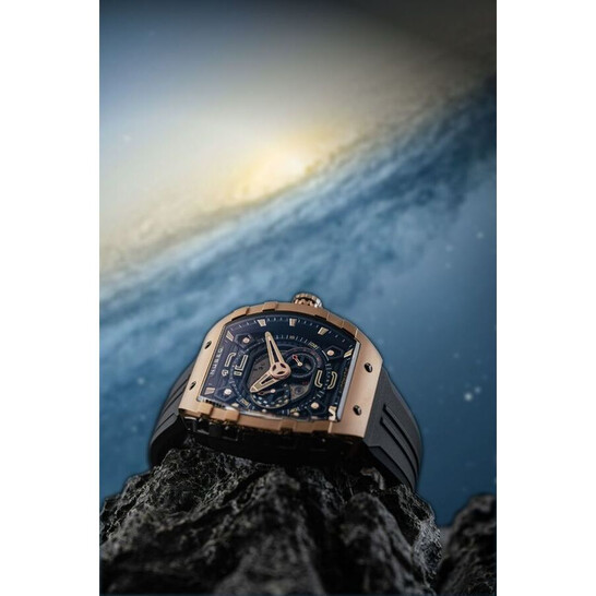 Montre Nubeo Magellan Automatique 24h - Boîtier 49mm Acier, Bracelet Silicone Noir, Neuve Avec étiquettes