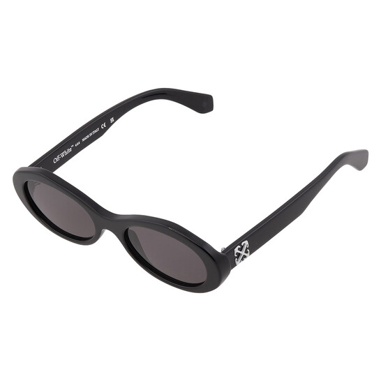Off-White OERI13G EDISON 1007 Sunglasses Black Oval Frame, Grey Lenses Off-White EDISON Dark Grey Oval Men main image 3