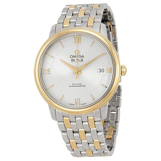 Omega DeVille Prestige Stainless Steel and 18kt Yellow Gold Silver