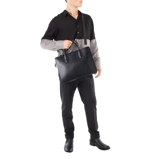 Sac Professionnel Bally En Cuir - Sac à Main Ou Sacoche D'épaule Pour Homme, Noir, Neuf Avec étiquette