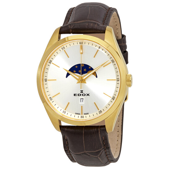 Edox Open Box - Edox Les Vauberts Moon Phase Silver Dial