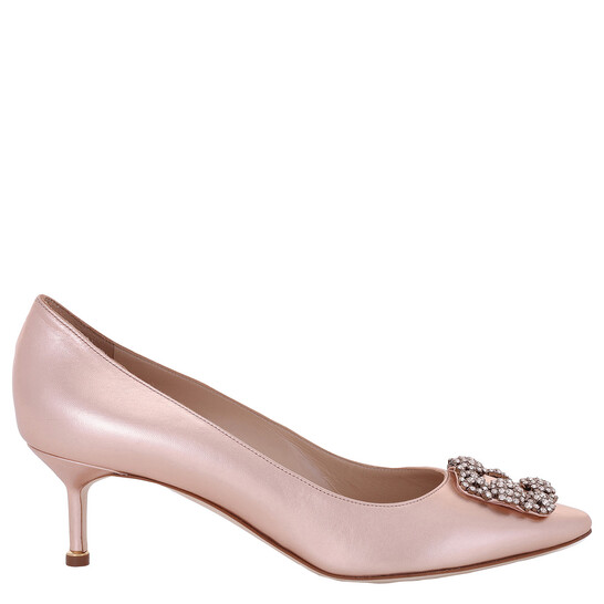 靴 MANOLO  BLAHNIK  HANGISHI HANGISI | Black Satin Jewel Buckle Pumps | Manolo Blahnik