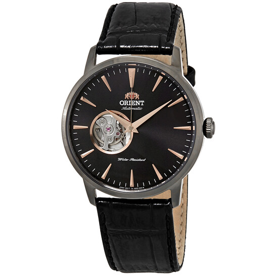 ORIENT 自動巻きオープンハート ブラック Orient Open Heart Automatic Black Dial Men's Watch