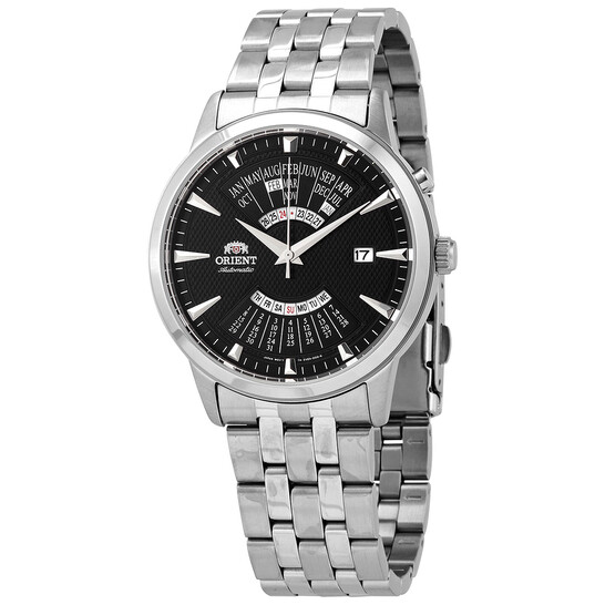 Orient Perpetual Calendar World Time Automatic Black Dial Men's