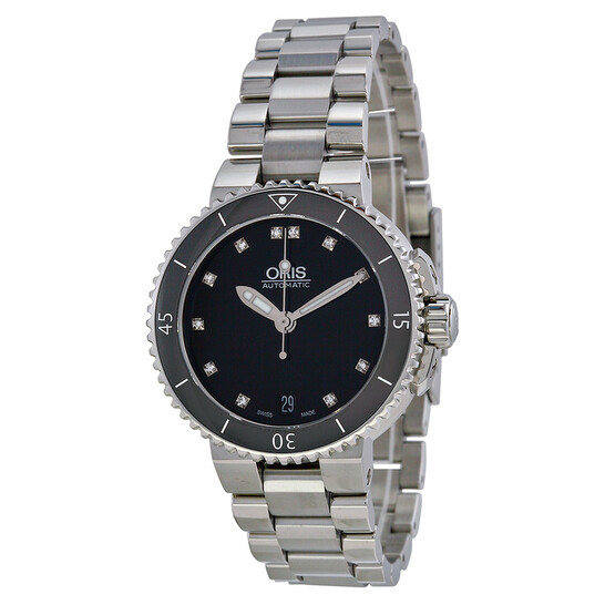 Oris Aquis Date Black Diamond Dial Stainless Steel Ladies Watch 733-7652-4194MB - 546x546
